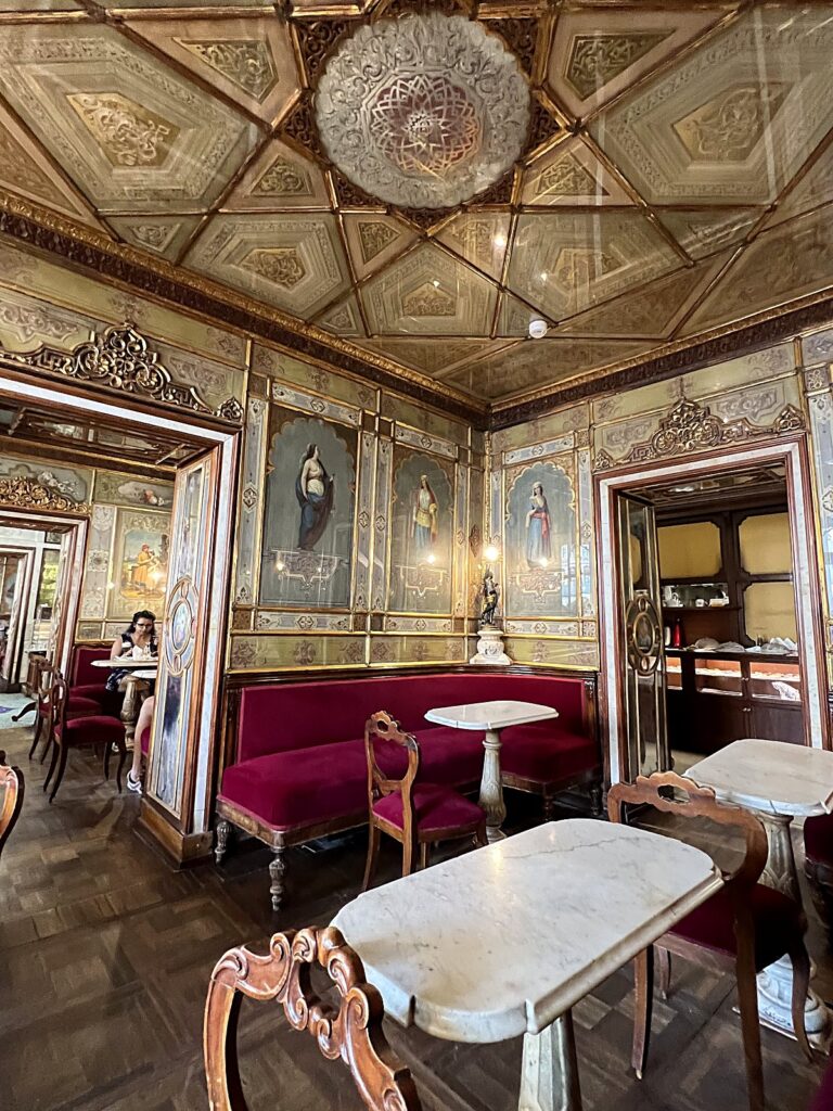 Gilded 18th-century interior salon of Caffe Florian on Piazza San Marco, Venice