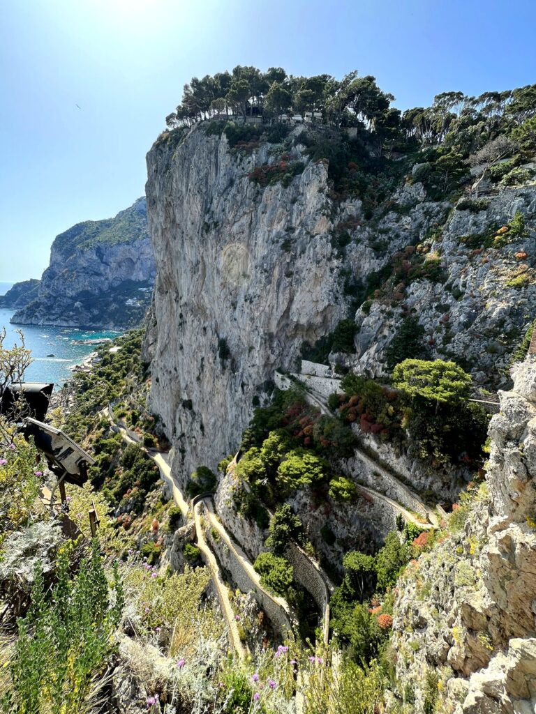 Via Krupp switchback path seen from the Gardens of Augustus, Capri
