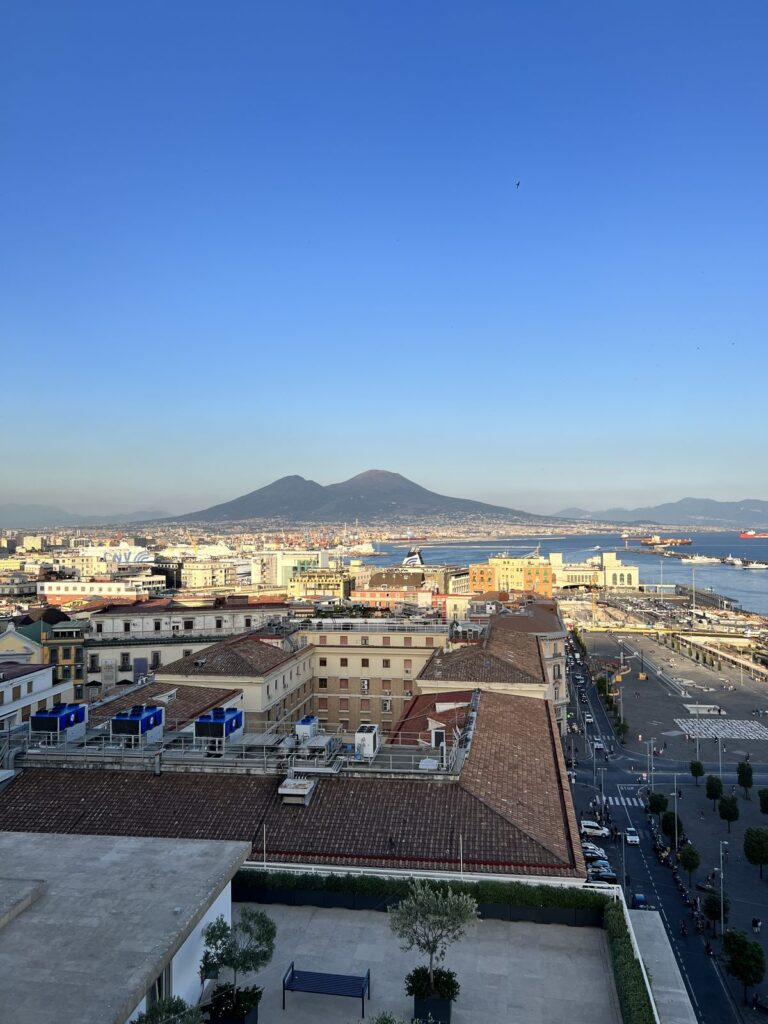 View over Naples to the bay and Mount Vesuvius
