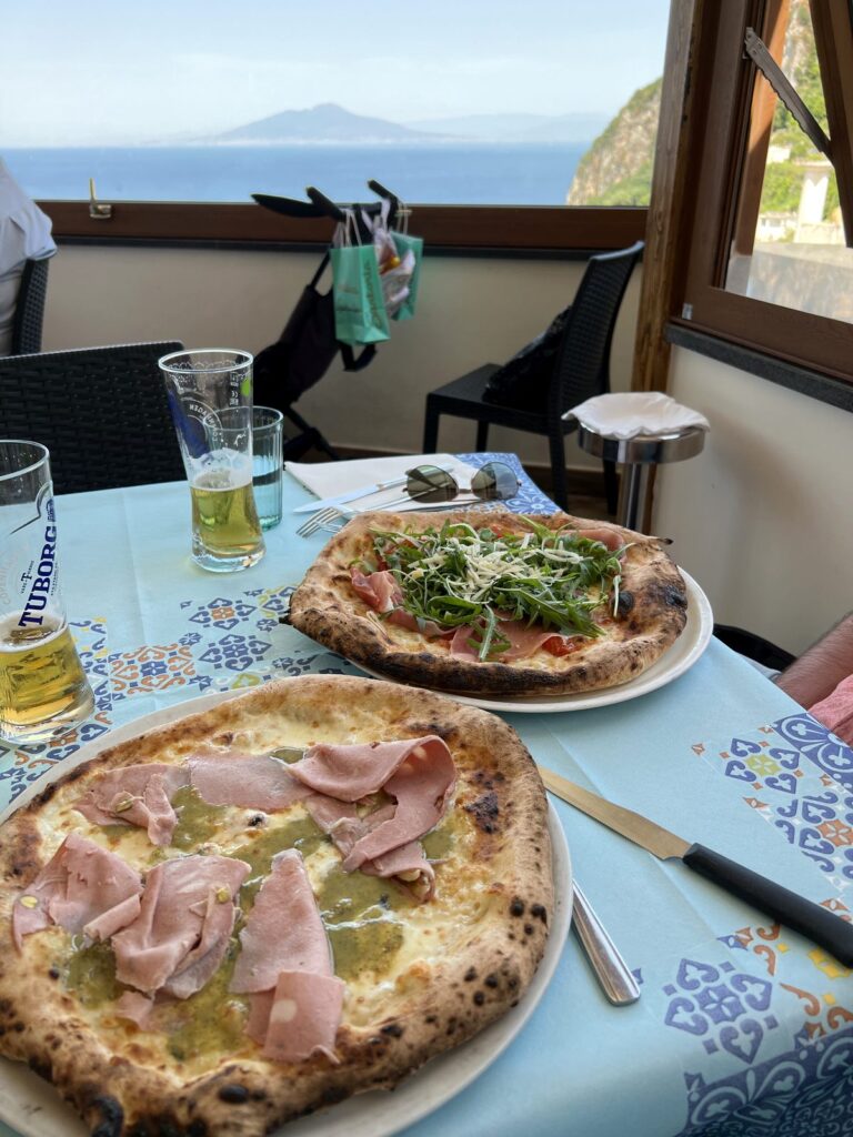 Pizza with a sea view at Ristorante Pizzeria Verginiello, Capri