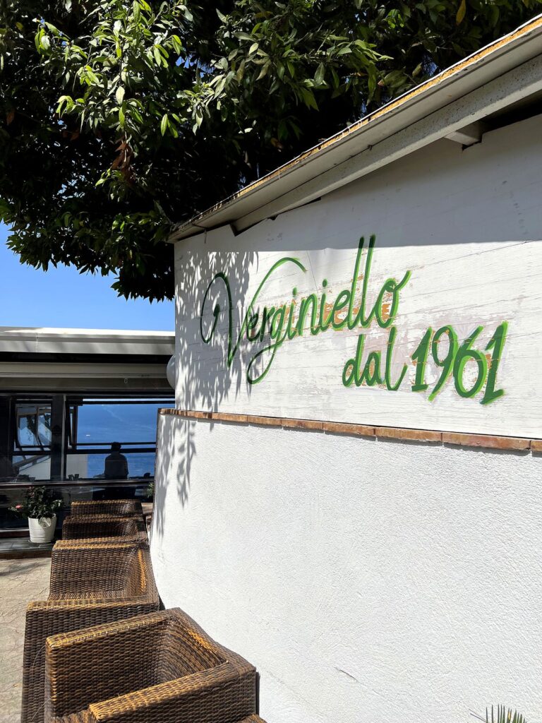 Terrace and sign at Ristorante Pizzeria Verginiello in Capri